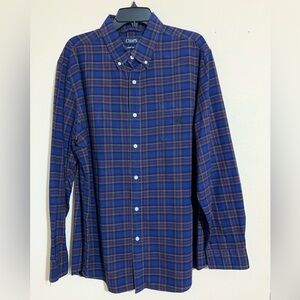 CHAPS button down long sleeve plaid shirt XL navy squared